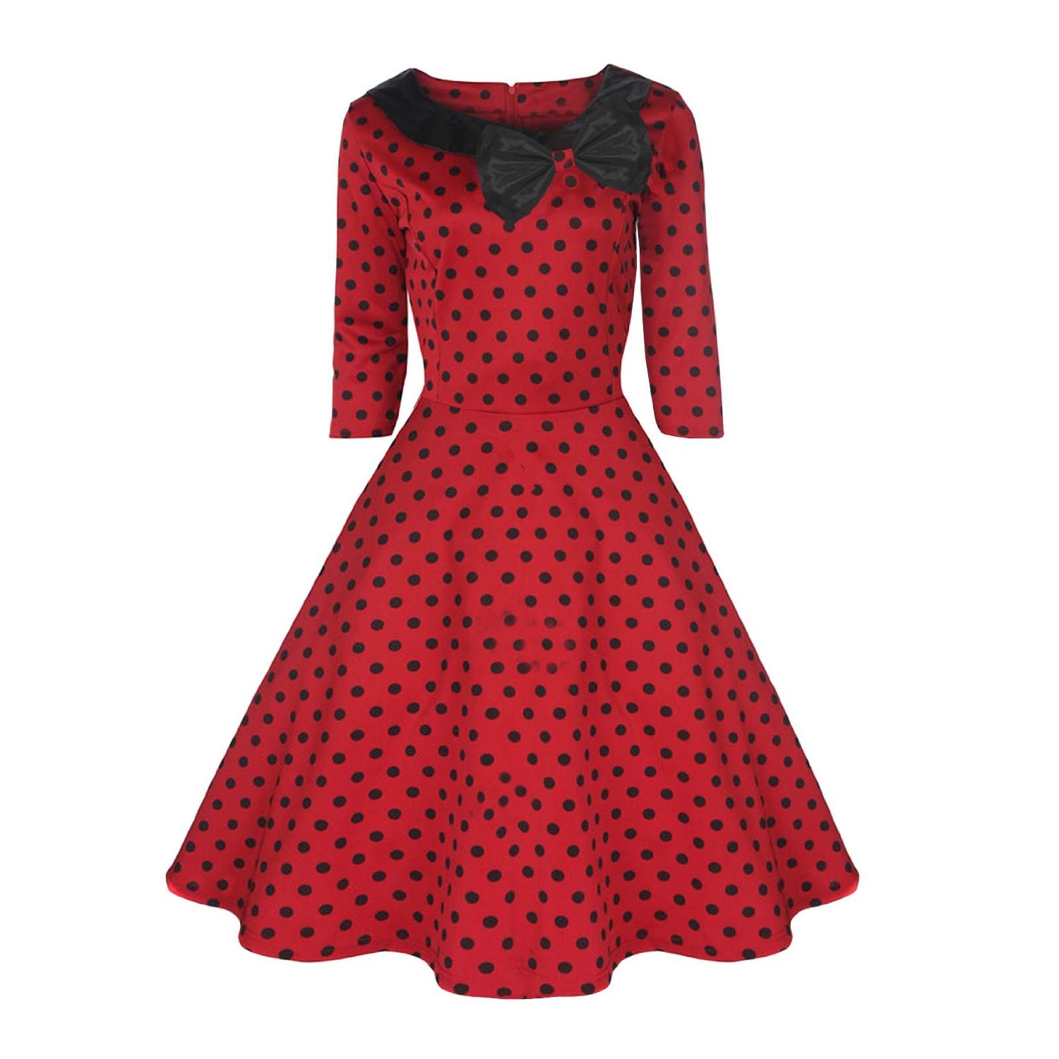 Rk58 Rockabilly Polka Dot Parisian Swing Dress Black Red 50s Retro Pin Up Plus Ebay
